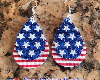twisted wire hoops Flag Day 4th of July 1839+ blue earrings Independence Day Memorial Day PATRIOTIC EARRINGS Americana earrings