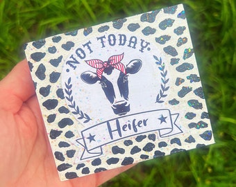 Cow Not Today Heifer Mini Glitter Wood Sign Tiered Tray Decor