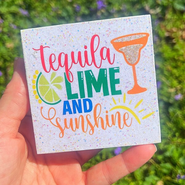 Tequila Lime & Sunshine Mini Wood Sign for Tiered Tray Decor