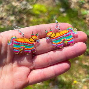 Cinco De Mayo Piñata Horses Acrylic Resin Earrings