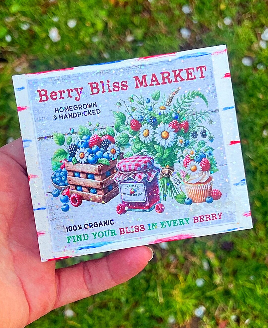 Fruit Works Blue Raspberry Sign Blueberries & Raspberries Mini Glitter Wood Sign Tiered Tray Decor - Etsy