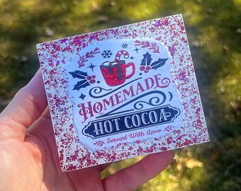 Hot Cocoa Mini Glitter Sign Tiered Tray Decor