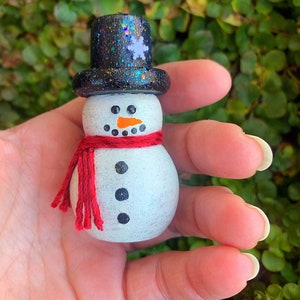 Snowman Mini Wood Glitter Tier Tray Decor