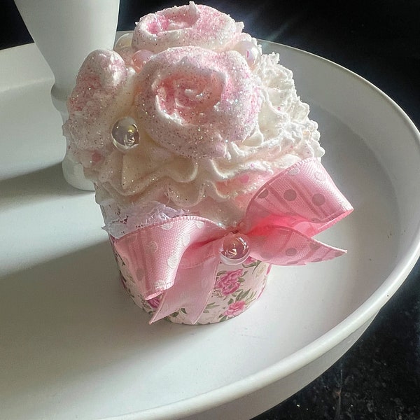 Happy Mothers Day Pink Roses Faux Whipped Cupcake for Tier Tray