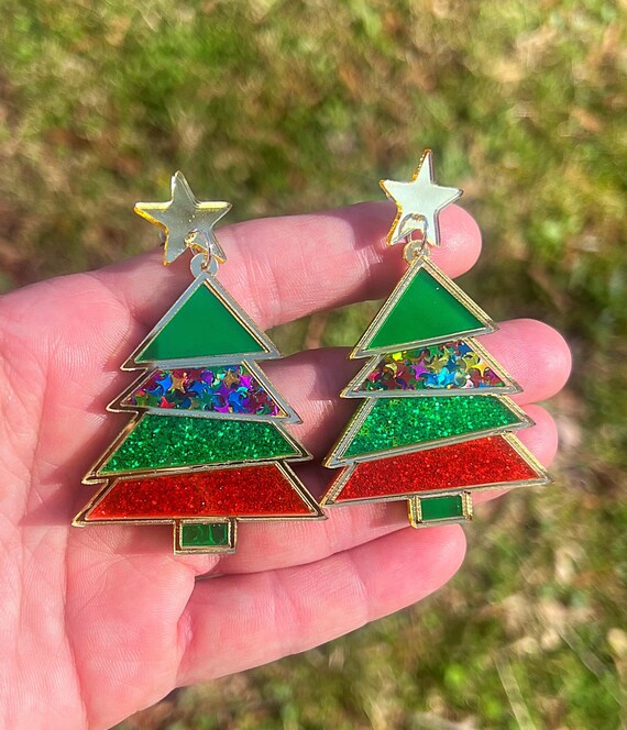 Christmas Tree Glitter Earrings Christmas Tree Glitter Earrings