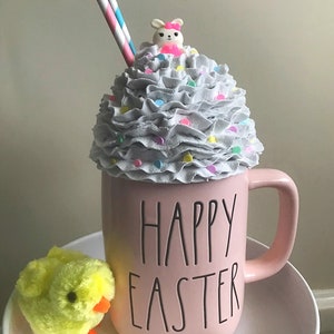 Easter Bunny Fake Whipped Cream Mug Topper Tier Tray Decor