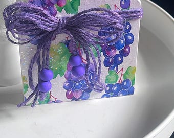 Grapes Mini Wood House Tier Tray Decor