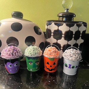 Halloween Mini Candy Buckets Faux Whipped Cup Tier Tray Decor Choose Style