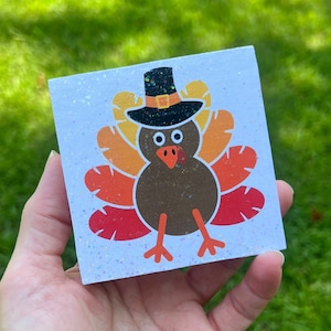 Lil Turkey Thanksgiving Mini Glitter Wood Sign Tiered Tray Decor
