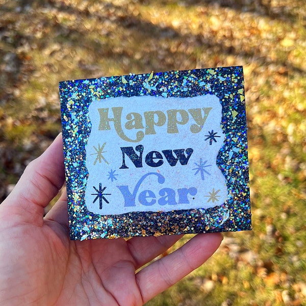 Happy New Year Mini Glitter Sign Tiered Tray Decor