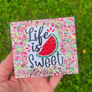 Watermelon Life is Sweet Mini Glitter Wood Sign Tiered Tray Decor