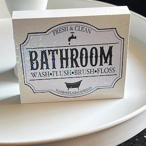 Bathroom Mini Glitter Sign Tiered Tray Decor