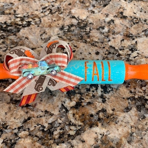Fall Autumn Truck Mini Glitter Rolling Pin Tiered Tray Decor