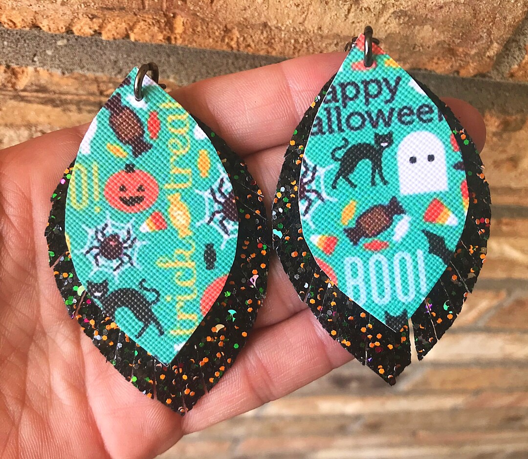 Halloween Things & Glitter Double Stacked Faux Leather Fringe Etsy