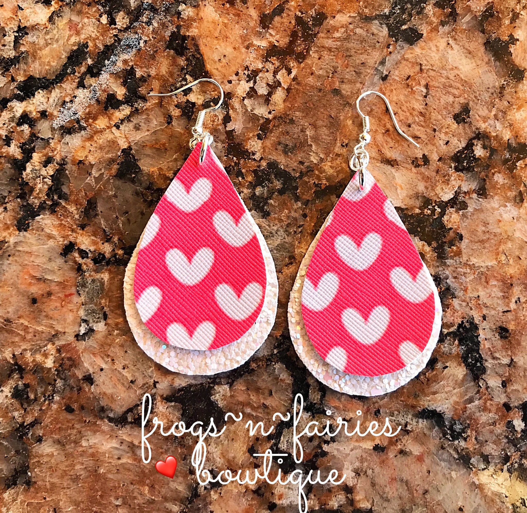 Valentine’s Day Hearts Faux Leather Earrings