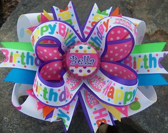 Happy Birthday Personalized Bottlecap Hairbow