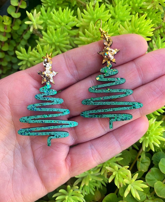 Christmas Tree Glitter Earrings Christmas Tree Glitter Earrings