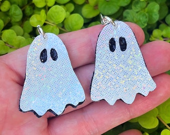 Halloween Lil Ghosts Iridescent Glitter Earrings