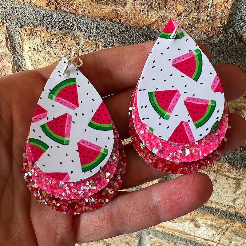 Watermelon Earrings - Etsy