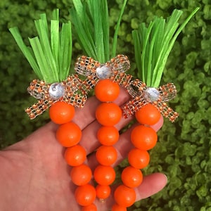 Easter Glitter Wood Bead Carrots Set of 3 Tier Tray Decor