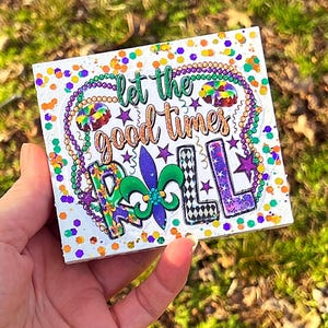Mardi Gras Let the Good Times Roll Mini Glitter Wood Sign for Tiered Tray Decor