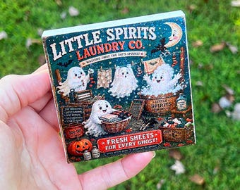 Halloween Ghost Laundry Mini Glitter Wood Sign Tiered Tray Decor