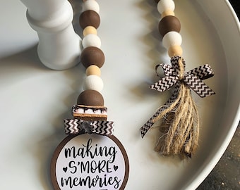 S’mores Making S’mores Memories Wood Beads Garland Tiered Tray Decor