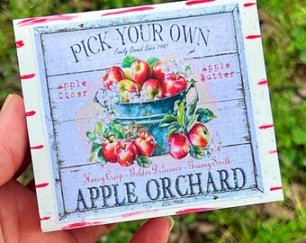 Apples Farmhouse Mini Glitter Wood Sign Tiered Tray Decor