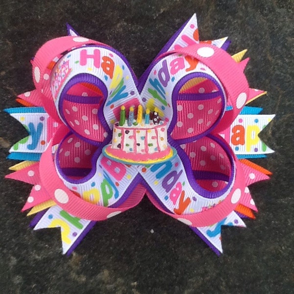 Happy Birthday Boutique Resin Hairbow