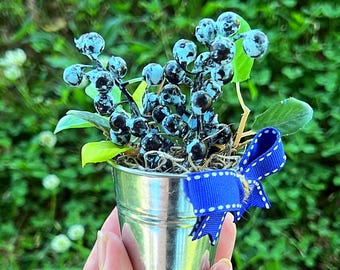 Mini Blueberry Bucket Floral Arrangement for Tier Tray