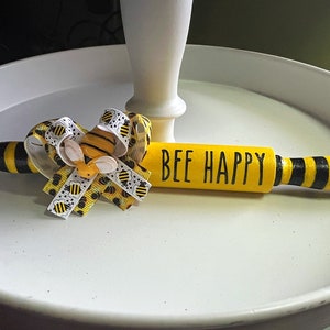 Honey Bee Happy Mini Rolling Pin Tier Tray Decor