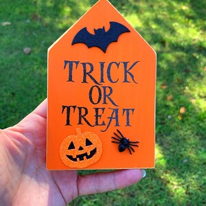 Halloween Trick Or Treat Wood House Tier Tray Decor