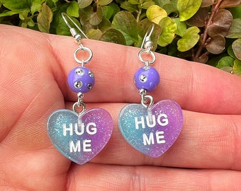 Valentine’s Day Hug Me Glitter Heart Acrylic Earrings