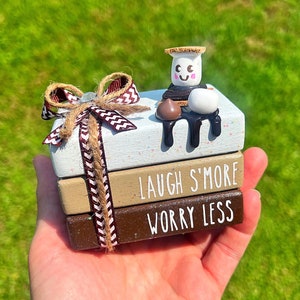 Smores Mini Wood Bookstack Tier Tray Decor