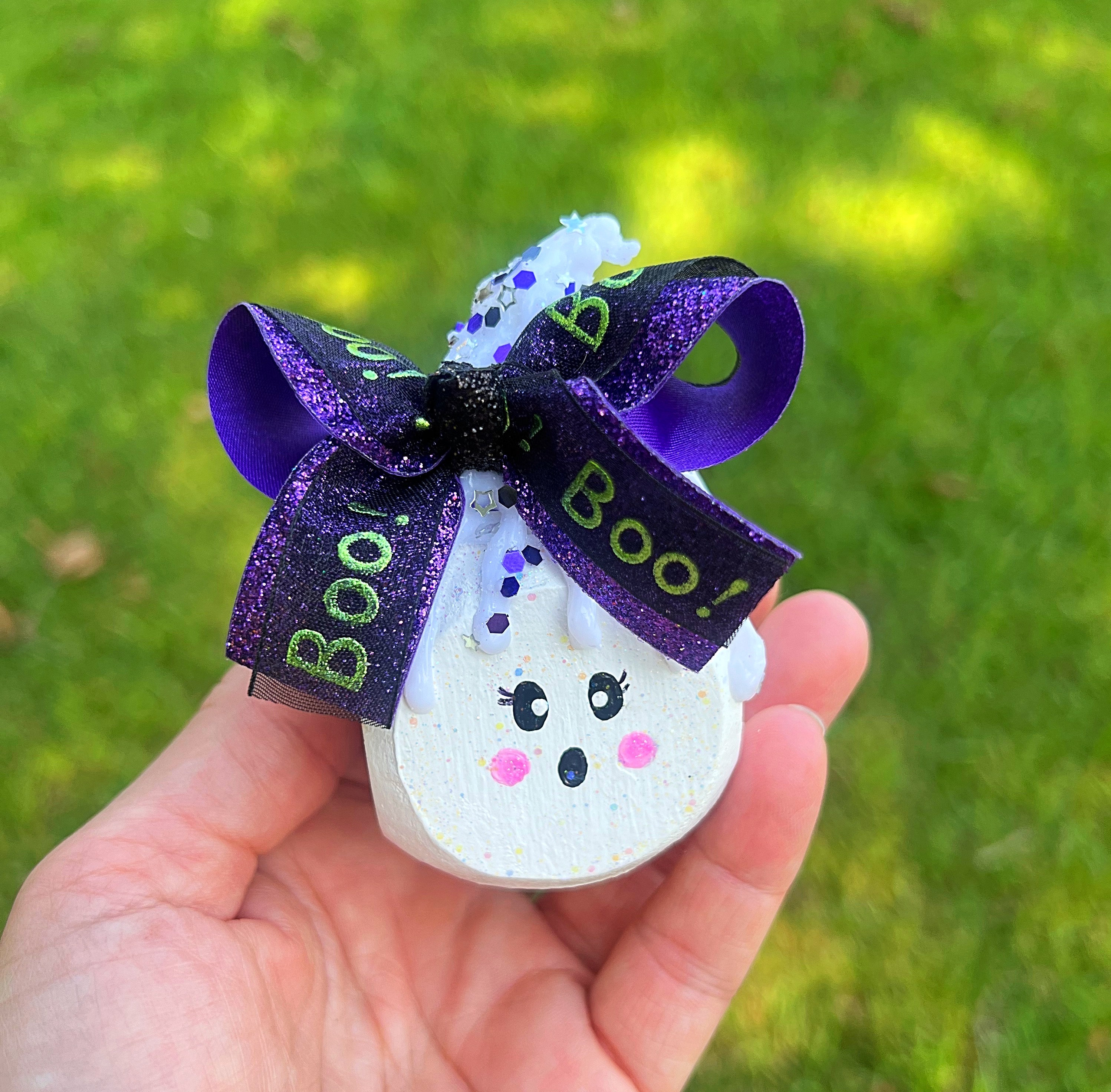 Halloween Ghost Glitter Wood Marshmallow Buddy Tier Tray Decor