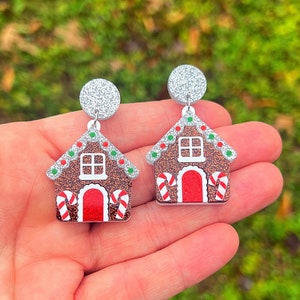 Christmas Gingerbread House Acrylic Earrings