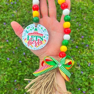 Cinco de Mayo Let’s Fiesta Wood Bead Garland for Tiered Tray Decor