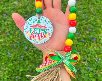 Cinco de Mayo Let’s Fiesta Wood Bead Garland for Tiered Tray Decor