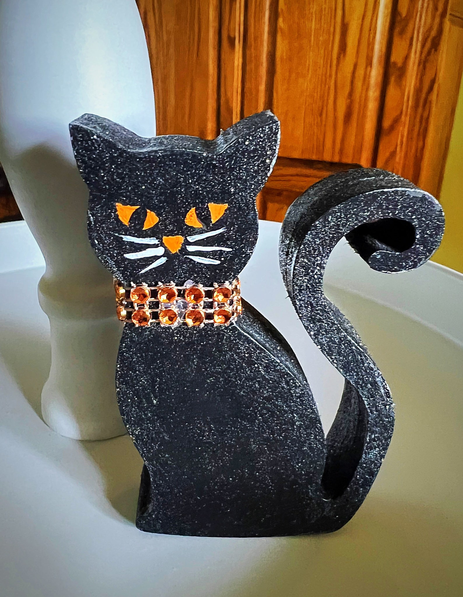 Halloween Black Cat Glitter Wood Cutout Tier Tray Decor Etsy
