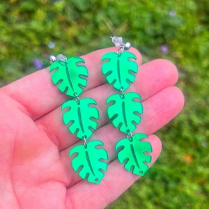 Summer Palm Leaves Mirrored Acrylic Resin Earrings