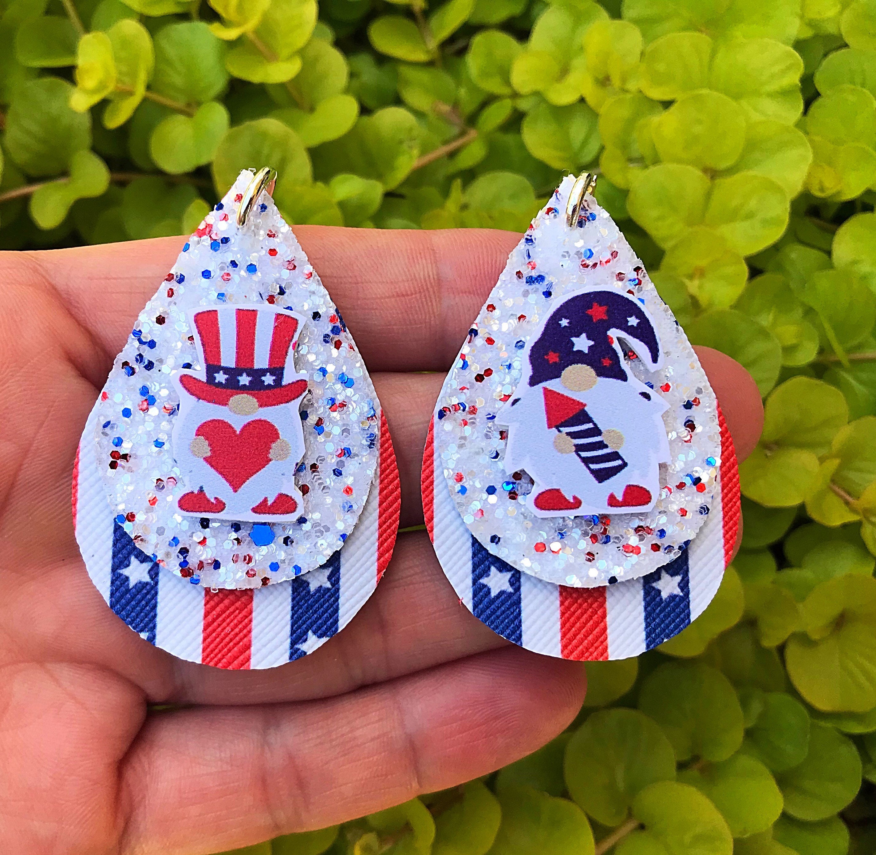 4th of july faux leather earrings online