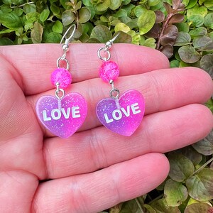 Valentine’s Day Love Glitter Heart Acrylic Earrings