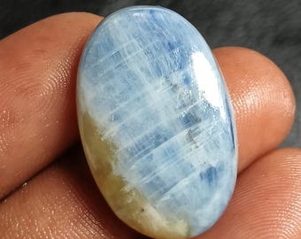 36 Cts. Natural Blue Kyanite Gemstone Cabochon, Genuine Loose Kyanite Crystal Stone for Jewelry Making, Wire Wrapping, Collectors & Gifts