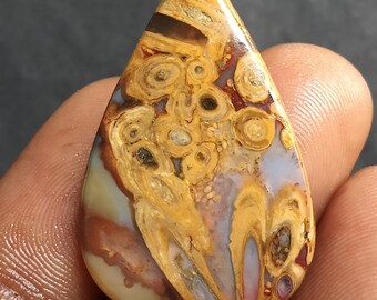 28 quilates de cabujones de ágata natural roja y amarilla con forma de raíz de palma, piedra suelta con patrón fósil para la fabricación de joyas, suministros de cristales curativos.