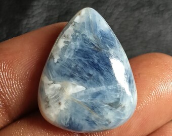 43 Cts. Natural Blue Kyanite Gemstone Cabochon, Genuine Loose Kyanite Crystal Stone for Jewelry Making, Wire Wrapping, Collectors & Gifts