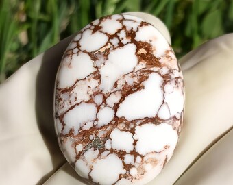 Piedra preciosa de magnesita de caballo salvaje de 46 quilates, piedra natural de magnesita de caballo salvaje, cabujón de magnesita de caballo salvaje, piedra para joyería, piedra hecha a mano.