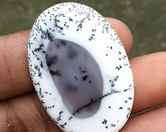 Ópalo dendrítico de alta calidad de 40 quilates, cabujón, cabujón a la venta, piedra semipreciosa suelta con base plana, engaste en macramé, accesorio de joyería, regalo.