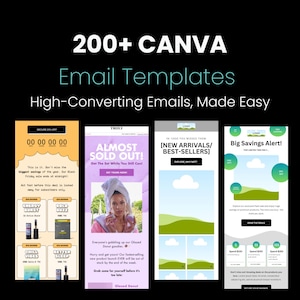 Mais de 200 modelos de e-mail do Canva para lojas de e-commerce | Modelos do Canva para Klaviyo, Mailchimp, ConvertKit | Modelos para campanhas de vendas