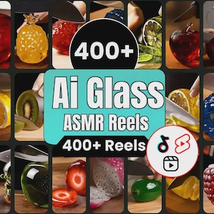 400+ AI Glass Cutting Reels | Satisfying ASMR PLR Reels Bundle | TikTok, YouTube Shorts, Instagram, Fb Reels, Relaxing Libby Glass Clips
