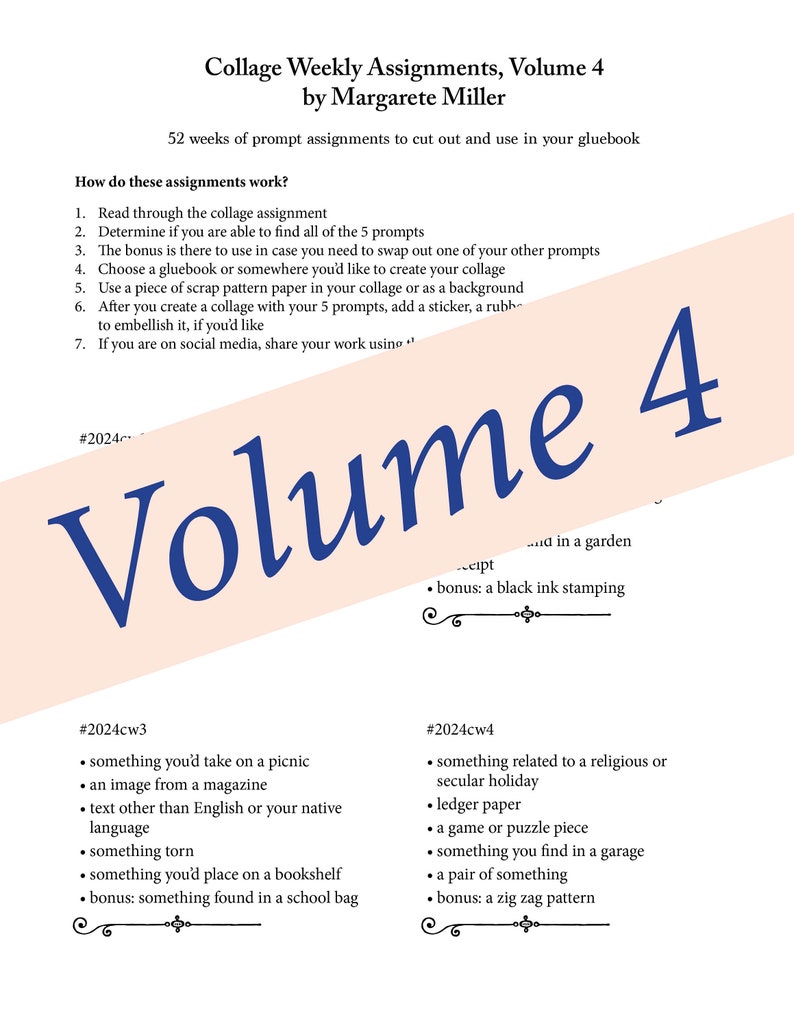 PRINTABLE Vol. 4 Assignments image 1